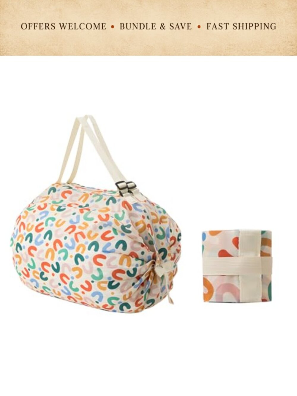 Foldable Nylon Reusable Shopping Bag Zipper Travel Grocery Tote
